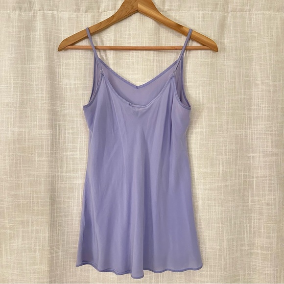 Vintage J Crew Silk Tank Top Sheer Blue Periwinkle Pretty Feminine Coquette - Picture 2 of 6